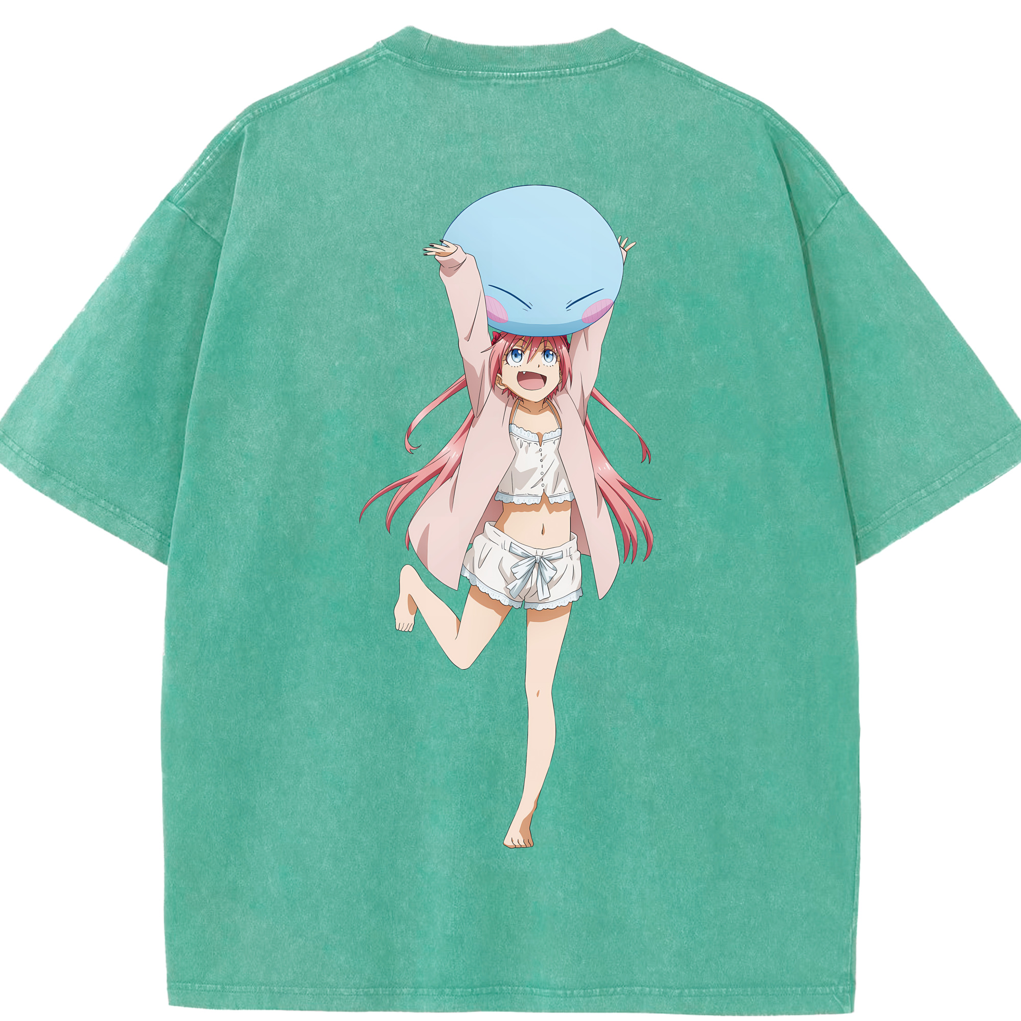 （画像用） 転スラ Regarding Reincarnated to Slime 綿100% ヴィンテージ風 半袖Tシャツ（背面プリント）